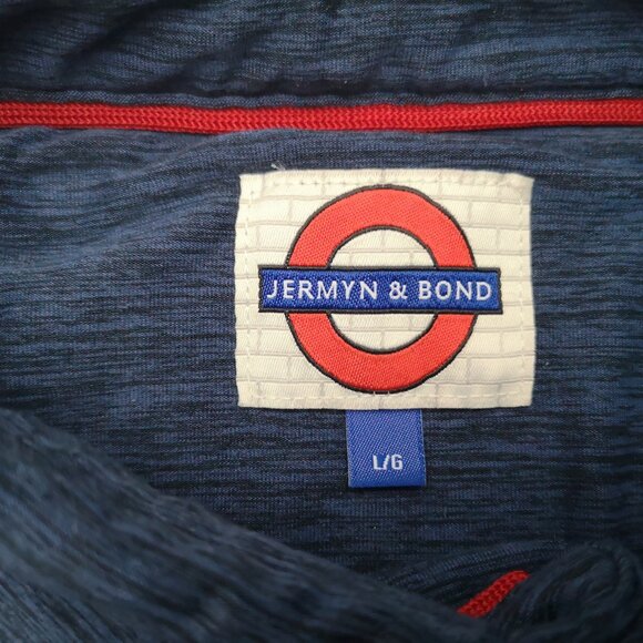 Jermyn & Bond Men's Size Large Navy Short Sleeve Straight Fit Polo - Picture 3 of 9